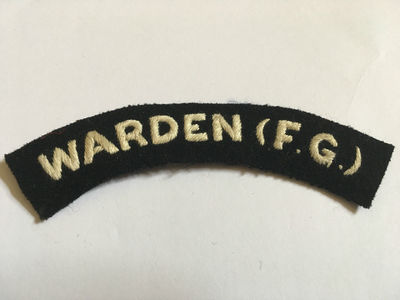 Embroidered Warden (F.G.) Fire Guard  shoulder title.