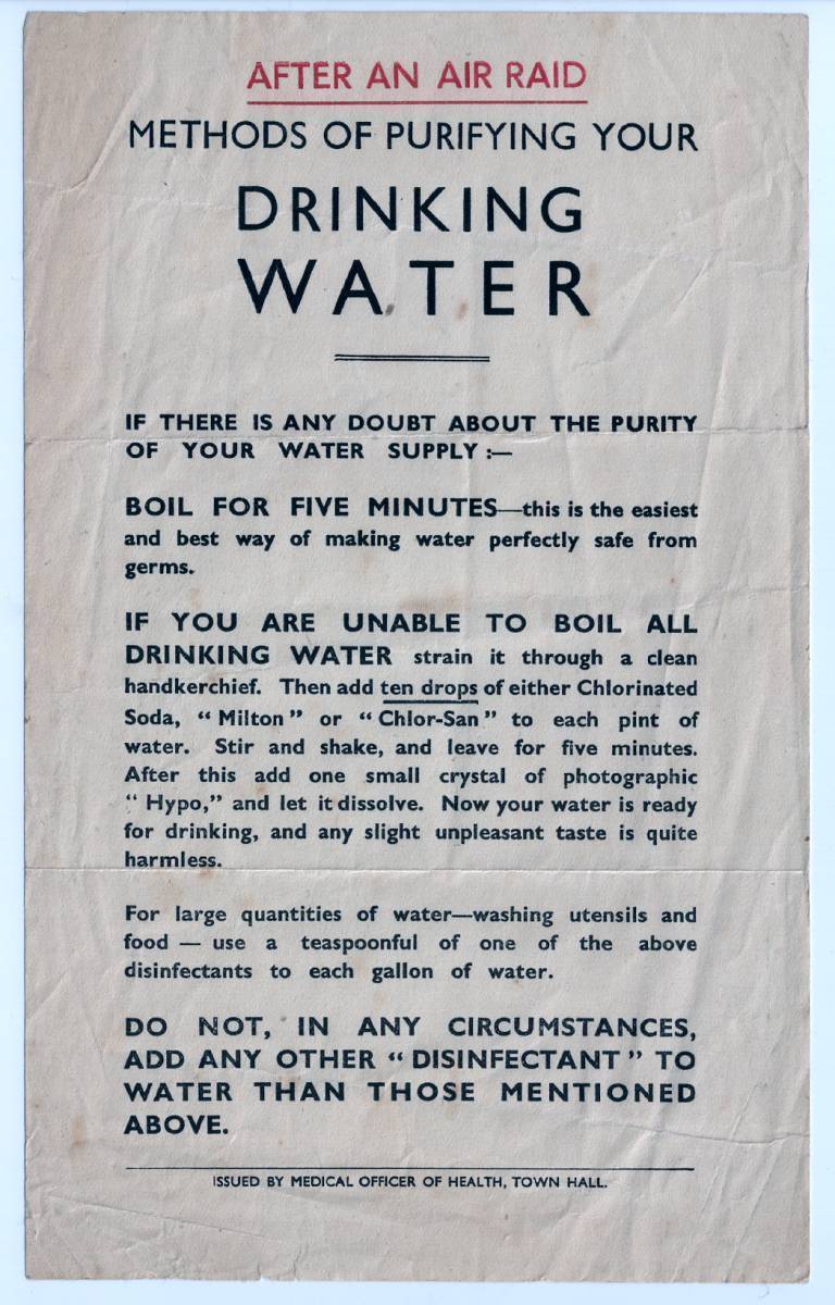 WW2 Notice - Purifying Water After An Air Raid