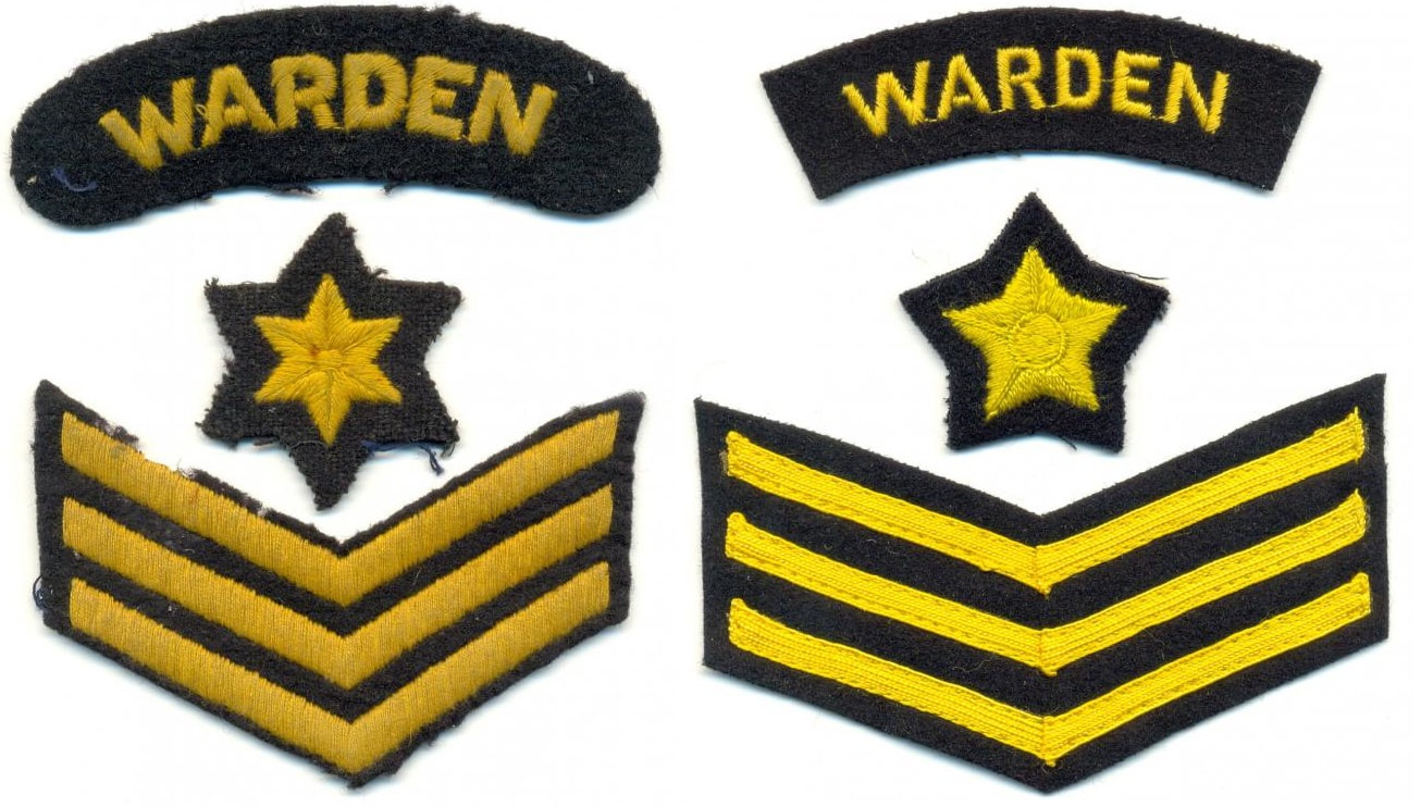 WW2 Civil Defence insignia (left) V. Post-war Civil Defence Corps insignia (right)